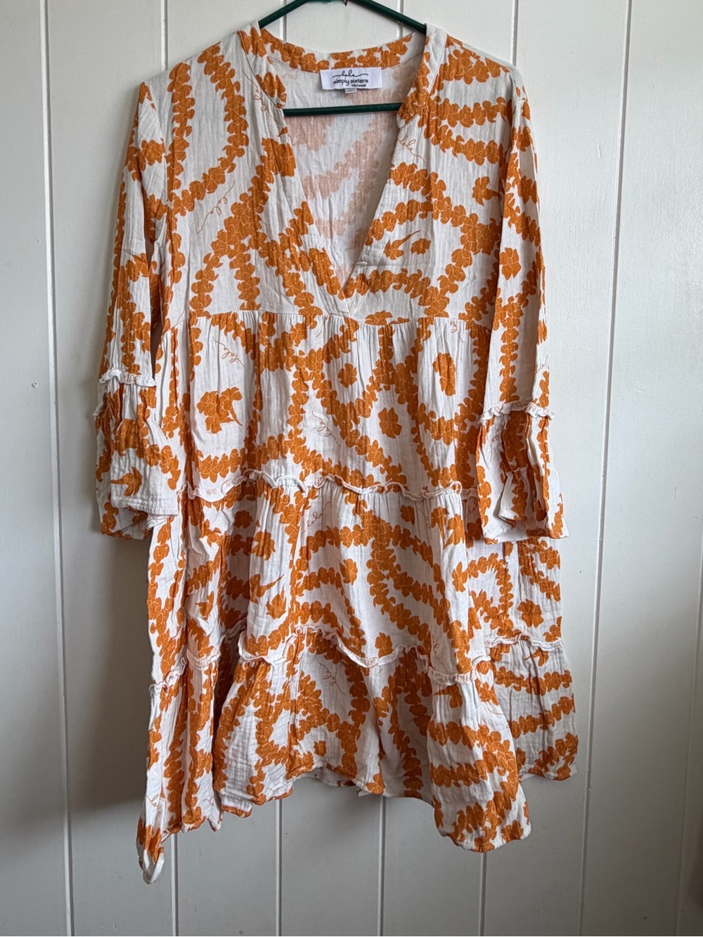 Lola Simply Sisters Orange Cream Puakenikeni Lei Dress Size Large